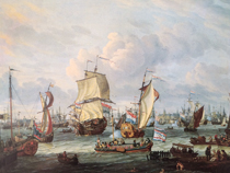 Historische zeilschepen op de Rede van Amsterdam